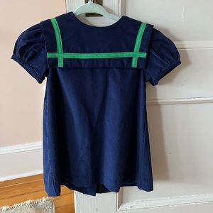 Funtasia Too navy corduroy dress with green ribbon - never worn - size 18m